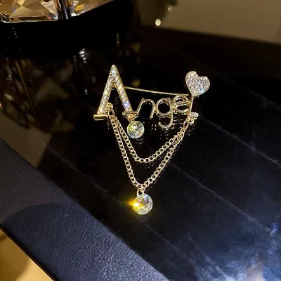 Luxury Angel Words Zircon Tassel Brooch/Pin